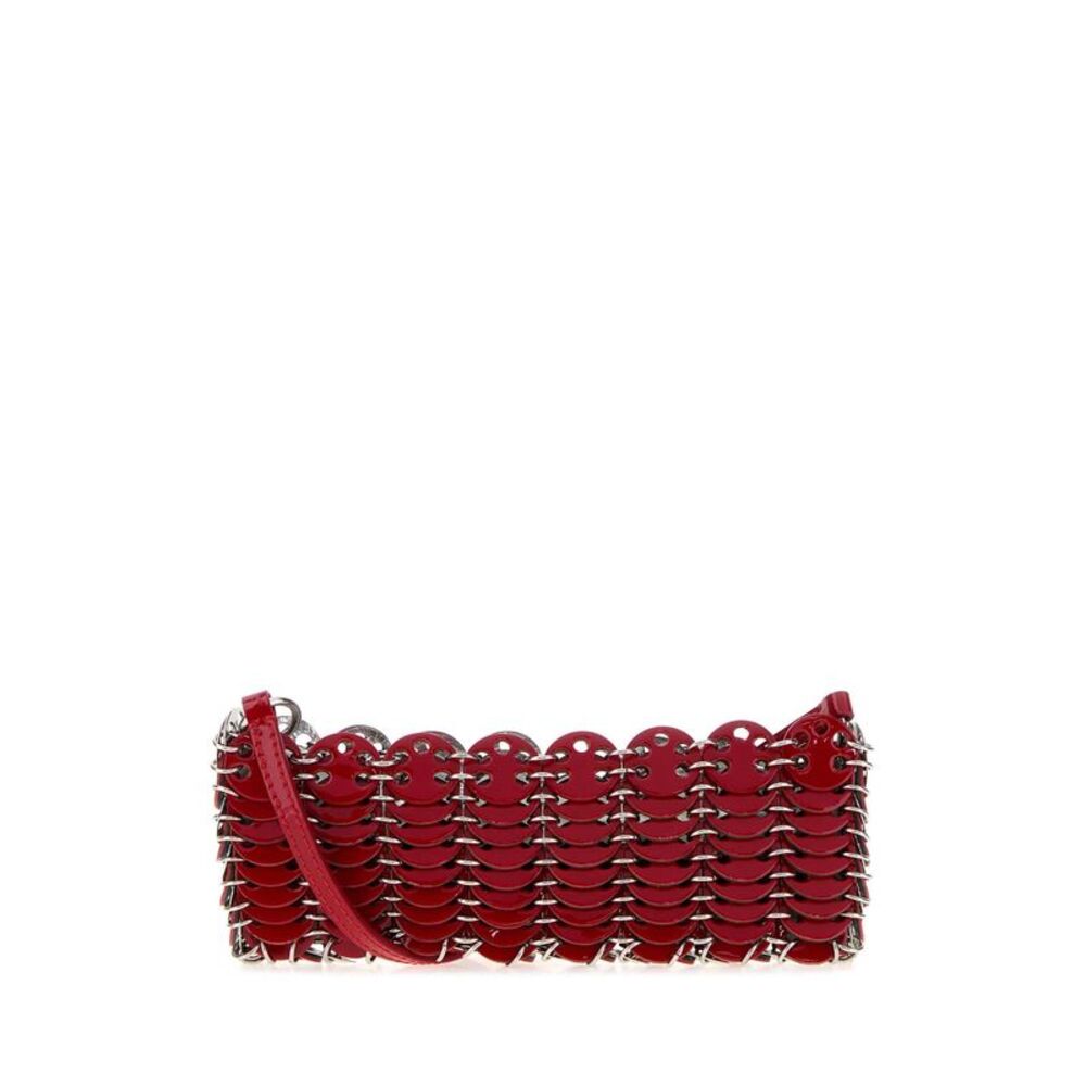 Rabanne Women Red Metal Knit Crossbody Bag